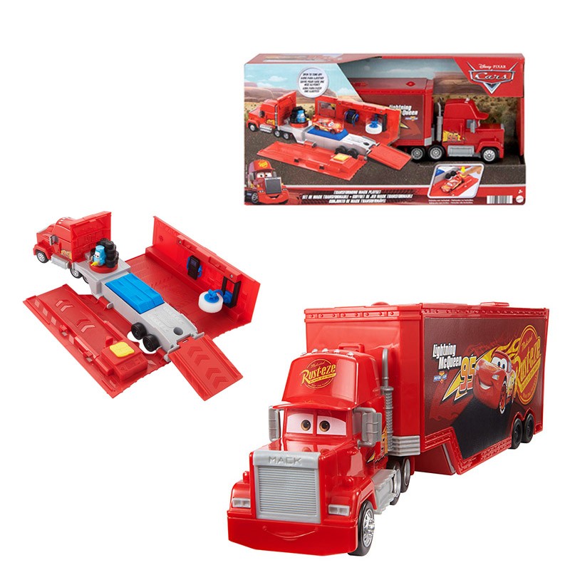 CARS MACK TRANSFORMABLE CAMION CON PISTA PARA COCHES DE JUGUETE