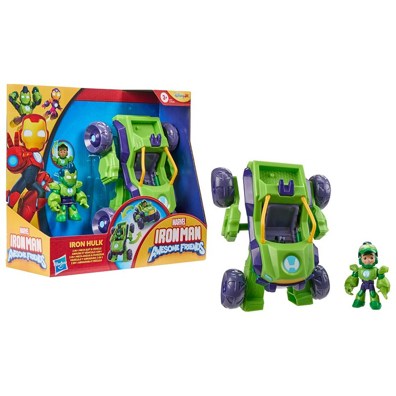 AVENGERS IRON MAN AND HIS AWESONE FRIENDS VEH. Y ARMADURA HULK