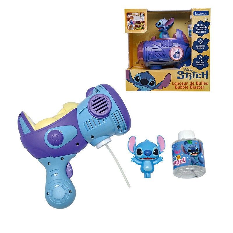 PISTOLA DE BURBUJAS CON FIGURITA 3D STITCH