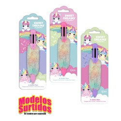 BOLIGRAFO 6 COLORES DE PELUCHE EN DISPLAY 3.SUR SWEET DREAMS & FRIENDS