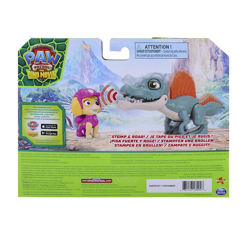 PATRULLA CANINA DINO RUGIENTE + FIGURA SKYE