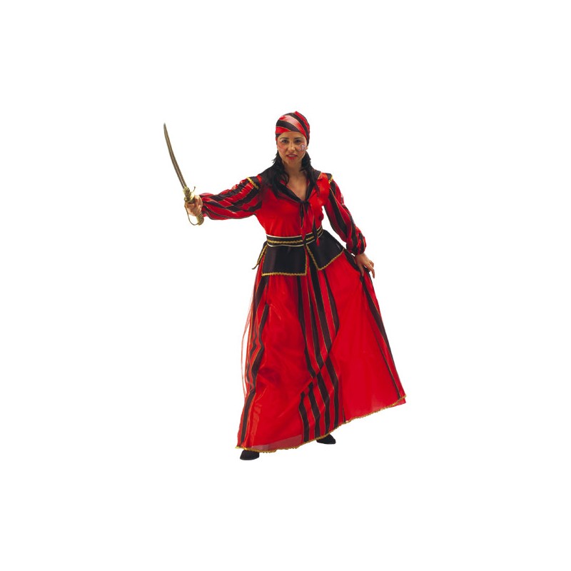 DISFRAZ ADULTO PIRATA RAYAS MUJER