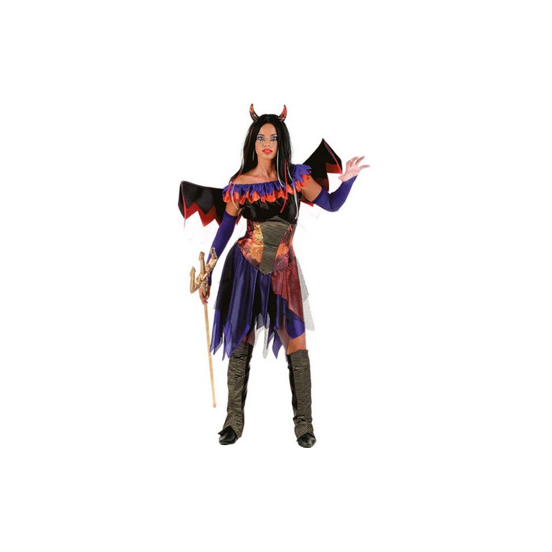 DISFRAZ ADULTO DIABLESA CON ALAS (TALLA S)