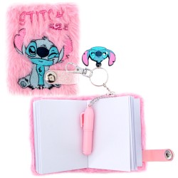 LIBRETA DE PELUCHE CON BOLIGRAFO LLAVERO MINI STITCH