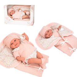 MUÑECA ELEGANCE 35 CM BABYTO ROSA MANTA (MUÑECO DE PESO)