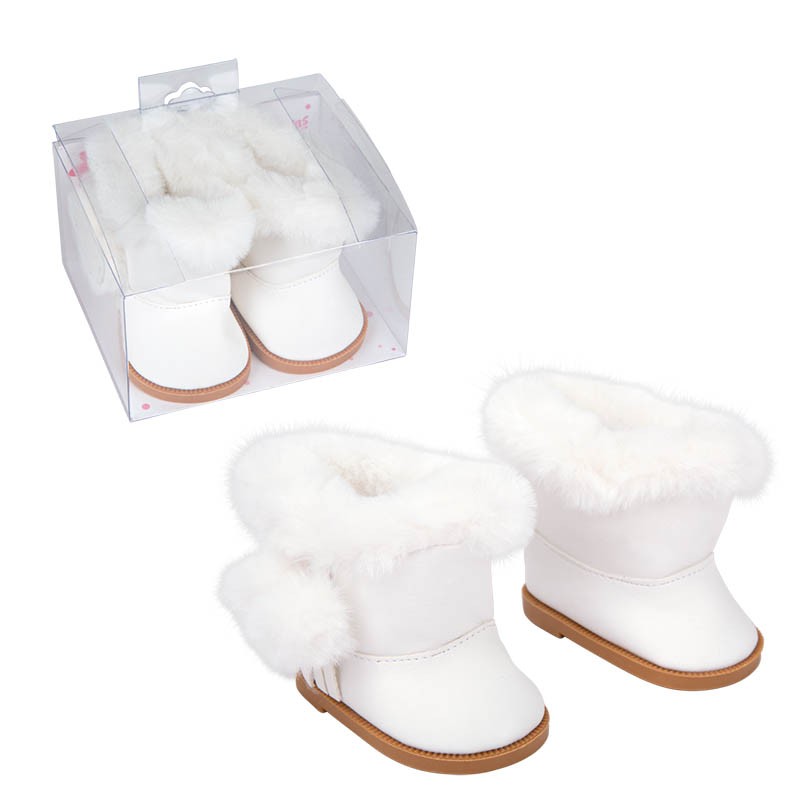 SET BOTAS BLANCAS CON PELO PARA MUÑECOS DE 45 CM