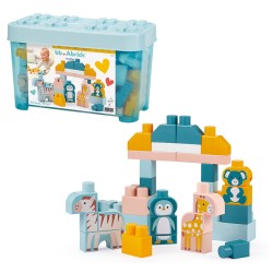 BARRIL ABRICK AZUL 55 PIEZAS CON ANIMALES ZOO