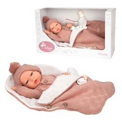 MUÑECA REBORN ARIAS 40 CM ELBA ROSA SACO DORMIR