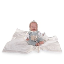 MUÑECA CLARA CON BOLITAS CON MANTITA 34 CM