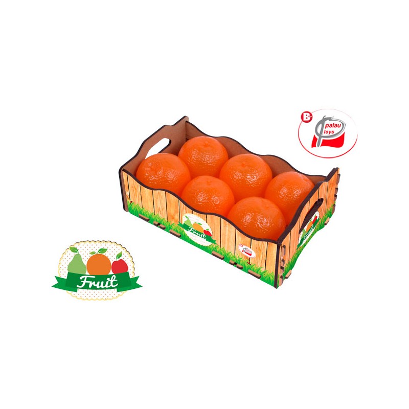 CAJA MADERA CON 6 NARANJAS 24,5 X 15,5 X 9 CM