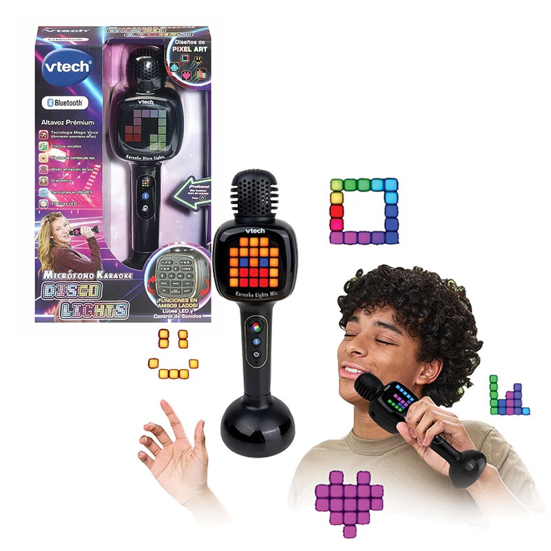 MICROFONO KARAOKE DISCO LIGHTS NEGRO